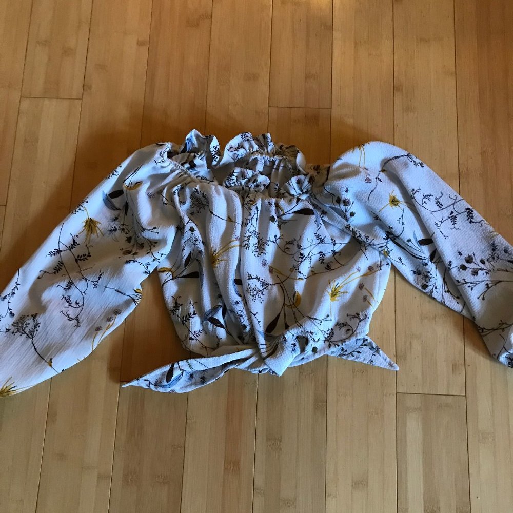 Off the Shoulder puff sleeves crop top